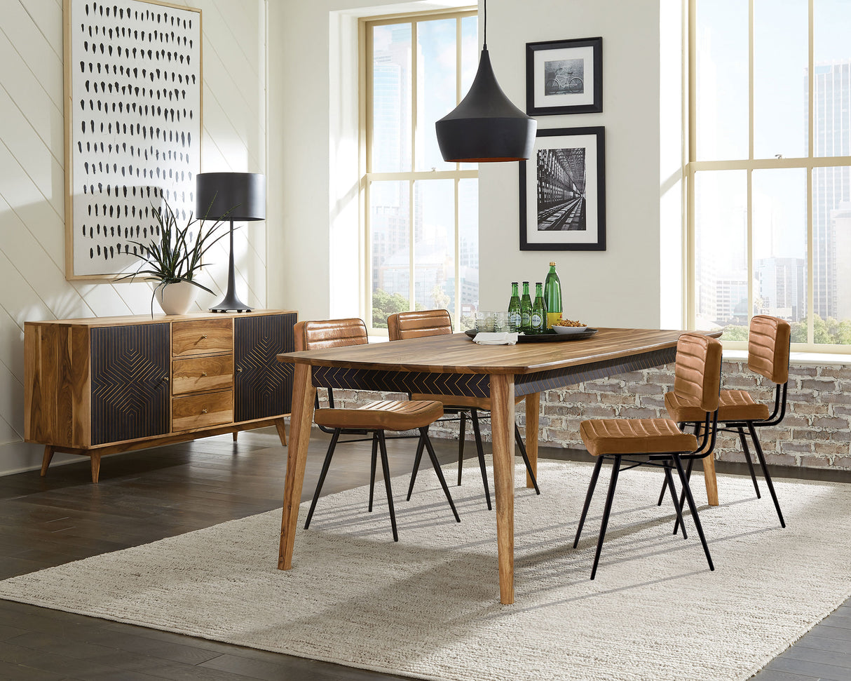 Furniture City Houma - Coaster - Partridge 5-piece Dining Set Natural Sheesham and Camel - 110571-S5C