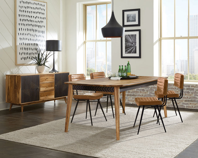 Furniture City Houma - Coaster - Partridge 5-piece Dining Set Natural Sheesham and Camel - 110571-S5C