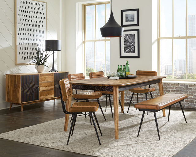 Furniture City Houma - Coaster - Partridge 6-piece Dining Set Natural Sheesham and Camel - 110571-S6C