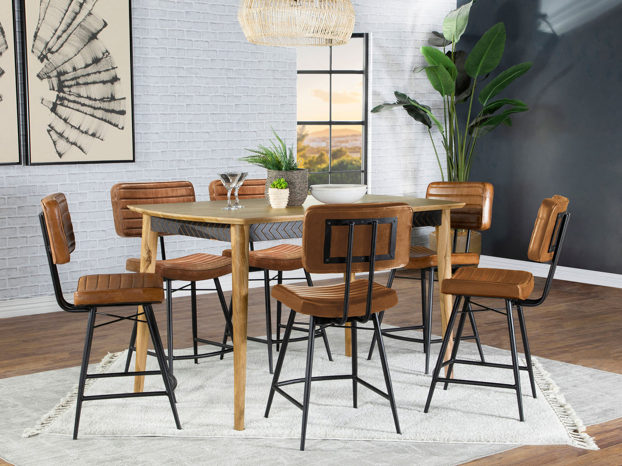 Furniture City Houma - Coaster - Partridge 7-piece Counter Dining Set Sheesham and Camel - 110578-S7C