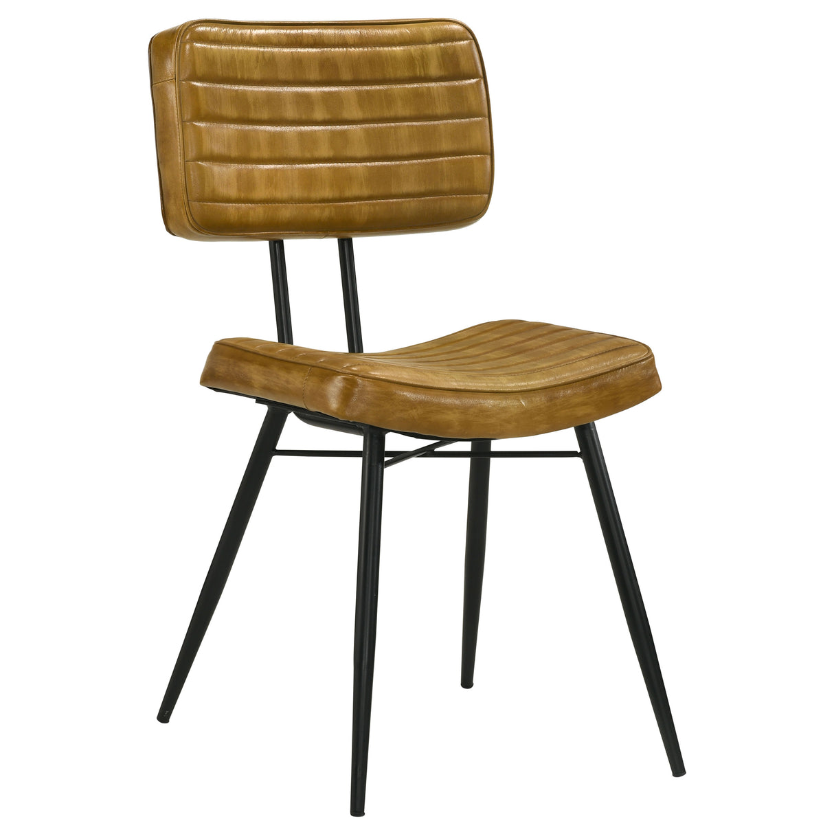 Furniture City Houma - Coaster - Misty Leather Upholstered Dining Side Chair Camel (Set of 2) - 110642