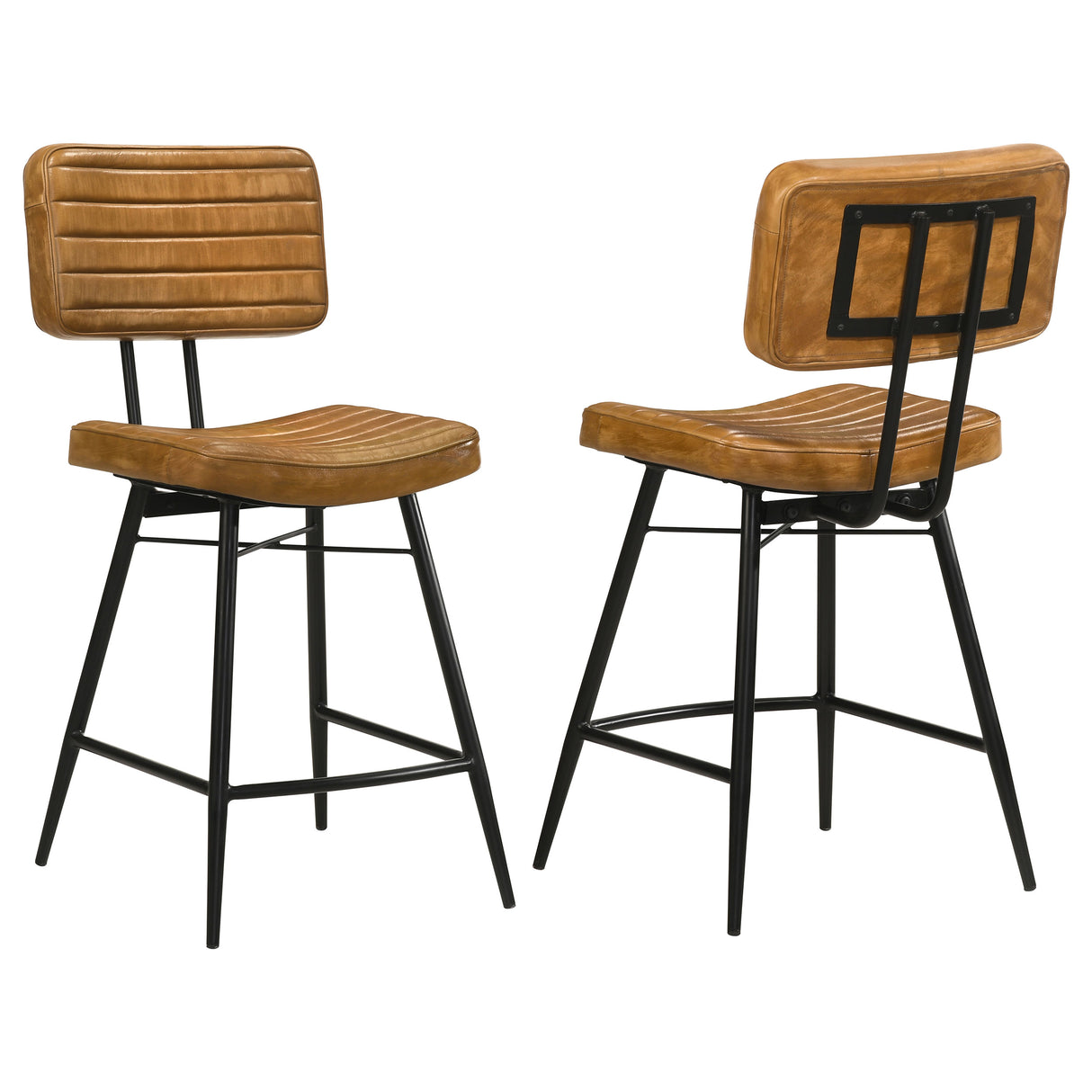 Furniture City Houma - Coaster - Partridge Leather Counter Chair Antique Camel (Set of 2) - 110649