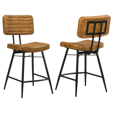 Furniture City Houma - Coaster - Partridge Leather Counter Chair Antique Camel (Set of 2) - 110649