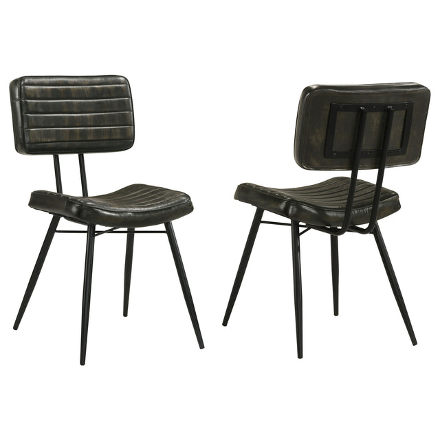 Furniture City Houma - Coaster - Misty Leather Upholstered Dining Chair Espresso (Set of 2) - 110652