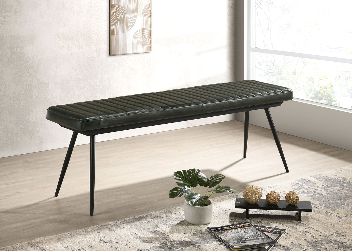 Furniture City Houma - Coaster - Misty Leather Upholstered Dining Bench Antique Espresso - 110653