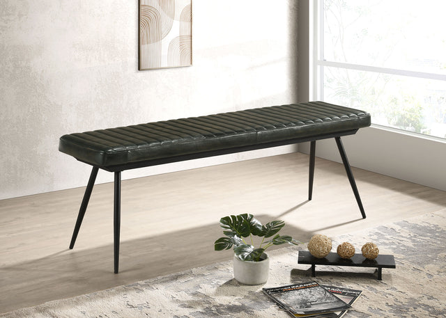 Furniture City Houma - Coaster - Misty Leather Upholstered Dining Bench Antique Espresso - 110653