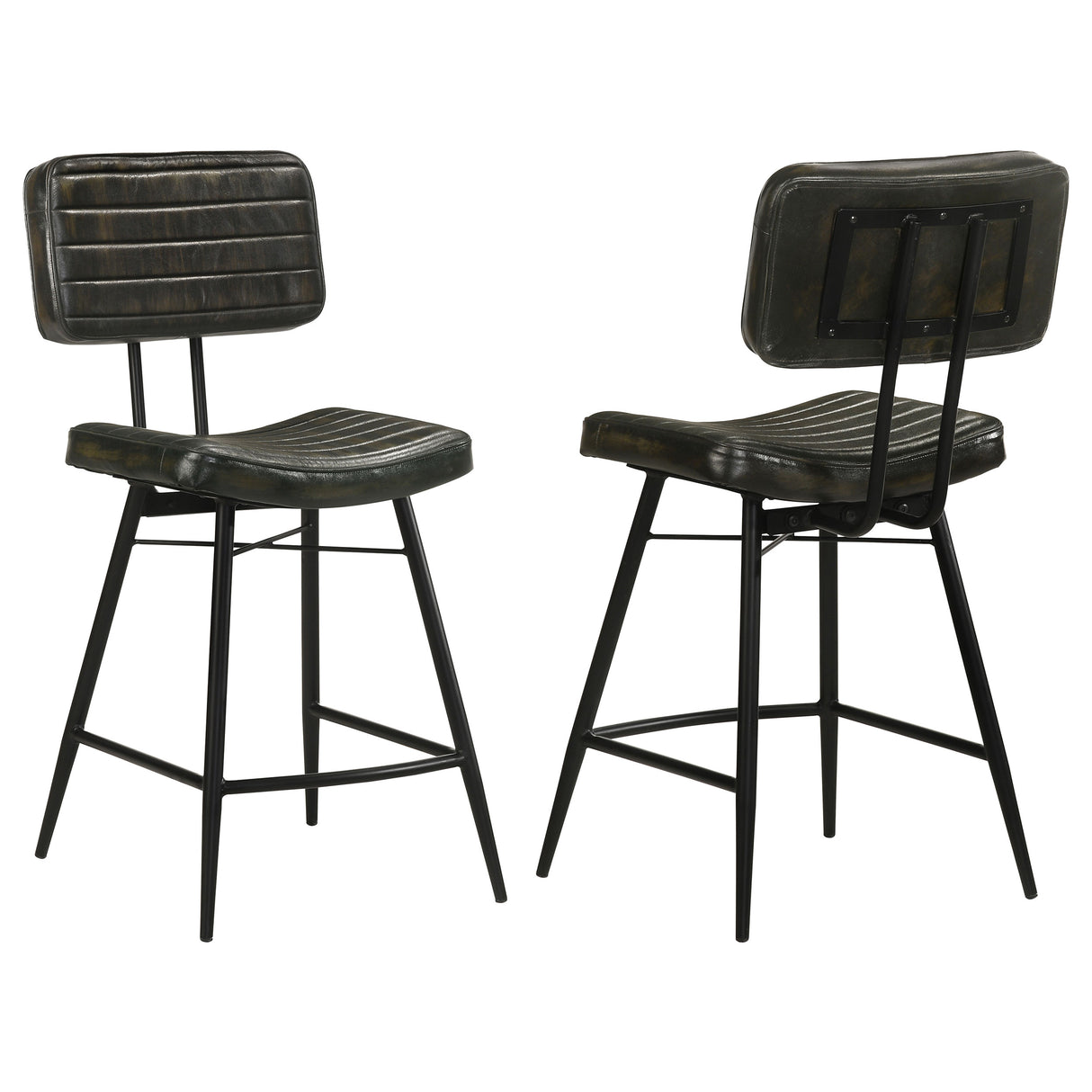 Furniture City Houma - Coaster - Partridge Leather Counter Chair Antique Espresso (Set of 2) - 110659