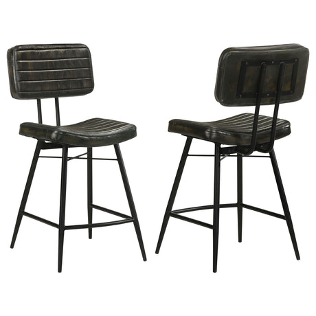 Furniture City Houma - Coaster - Partridge Leather Counter Chair Antique Espresso (Set of 2) - 110659