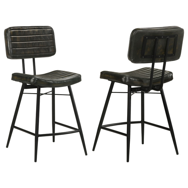 Furniture City Houma - Coaster - Partridge Leather Counter Chair Antique Espresso (Set of 2) - 110659