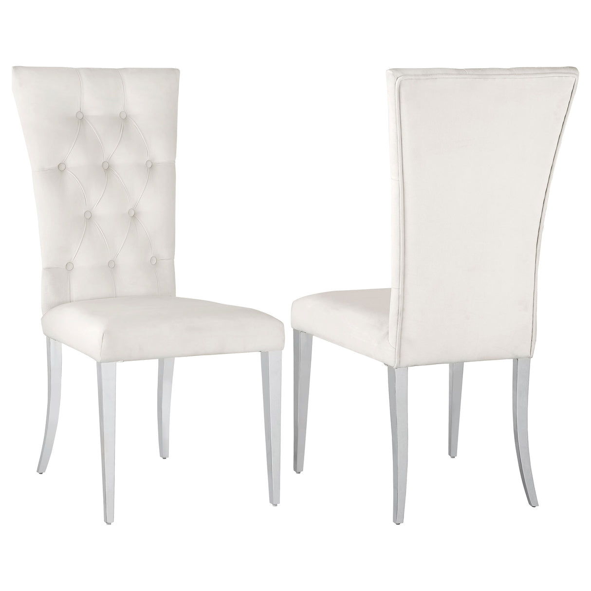 Furniture City Houma - Coaster - Kerwin Velvet Upholstered Dining Side Chair White (Set of 2) - 111102