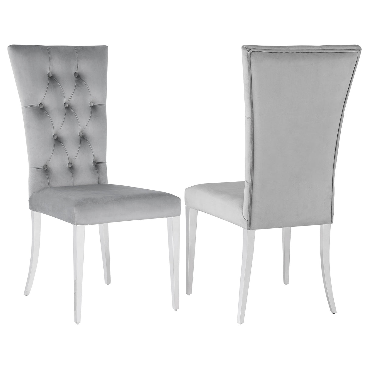 Furniture City Houma - Coaster - Kerwin Velvet Upholstered Dining Side Chair Grey (Set of 2) - 111103