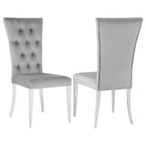 Furniture City Houma - Coaster - Kerwin Velvet Upholstered Dining Side Chair Grey (Set of 2) - 111103