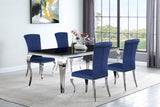 Furniture City Houma - Coaster - Carone 5-piece 81-inch Rectangular Black Glass Dining Set Blue - 115071-S5B