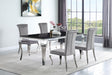 Furniture City Houma - Coaster - Carone 5-piece 81-inch Rectangular Black Glass Dining Set Grey - 115071-S5G