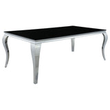 Carone 5-piece 81-inch Rectangular Black Glass Dining Set Grey