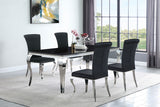 Furniture City Houma - Coaster - Carone 5-piece 81-inch Rectangular Black Glass Dining Set Black - 115071-S5
