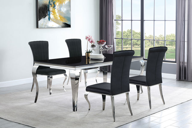 Furniture City Houma - Coaster - Carone 5-piece 81-inch Rectangular Black Glass Dining Set Black - 115071-S5