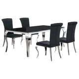 Carone 5-piece 81-inch Rectangular Black Glass Dining Set Black
