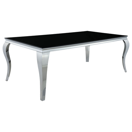 Furniture City Houma - Coaster - Carone Rectangular 81-inch Glass Top Dining Table Black - 115071