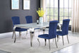 Furniture City Houma - Coaster - Carone 5-piece 81-inch Rectangular White Glass Dining Set Blue - 115081-S5B