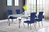 Furniture City Houma - Coaster - Carone 5-piece 81-inch Rectangular White Glass Dining Set Blue - 115081-S5B