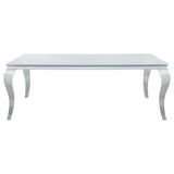 Carone 5-piece 81-inch Rectangular White Glass Dining Set Blue