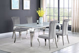 Furniture City Houma - Coaster - Carone 5-piece 81-inch Rectangular White Glass Dining Set Grey - 115081-S5G
