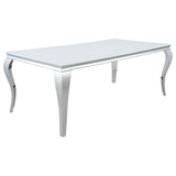 Carone 5-piece 81-inch Rectangular White Glass Dining Set Grey