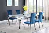 Furniture City Houma - Coaster - Carone 5-piece 81-inch Rectangular White Glass Dining Set Teal - 115081-S5T