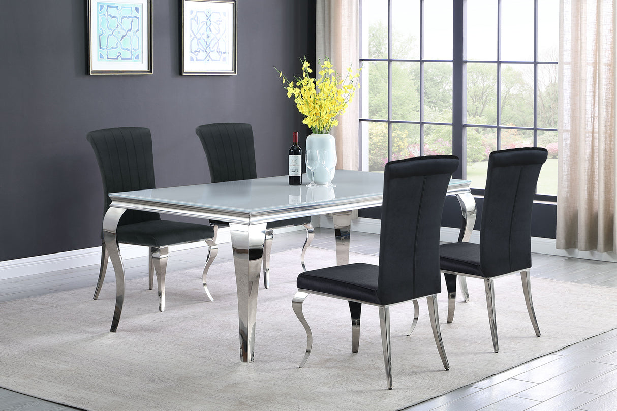 Furniture City Houma - Coaster - Carone 5-piece 81-inch Rectangular White Glass Dining Set Black - 115081-S5