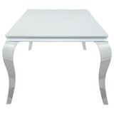 Carone Rectangular 81-inch Glass Top Dining Table White