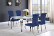 Furniture City Houma - Coaster - Carone 5-piece 61-inch Rectangular White Glass Dining Set Blue - 115091-S5B