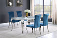 Furniture City Houma - Coaster - Carone 5-piece 61-inch Rectangular White Glass Dining Set Teal - 115091-S5T