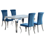 Carone 5-piece 61-inch Rectangular White Glass Dining Set Teal