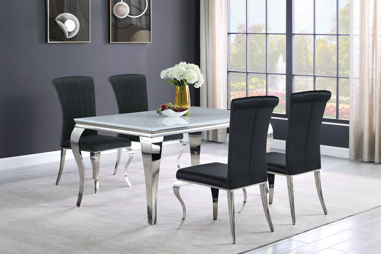 Furniture City Houma - Coaster - Carone 5-piece 61-inch Rectangular White Glass Dining Set Black - 115091-S5