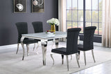 Furniture City Houma - Coaster - Carone 5-piece 61-inch Rectangular White Glass Dining Set Black - 115091-S5