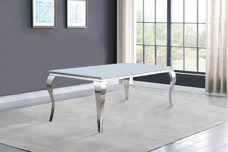 Furniture City Houma - Coaster - Carone Rectangular 61-inch Glass Top Dining Table White - 115091