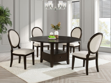 Furniture City Houma - Coaster - Twyla 5-piece 60-inch Round Wood Dining Table Set Dark Cocoa - 115100-S5