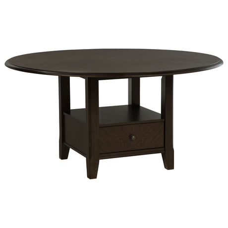 Furniture City Houma - Coaster - Twyla 60-inch Round Dining Table with Drawer Dark Cocoa - 115100