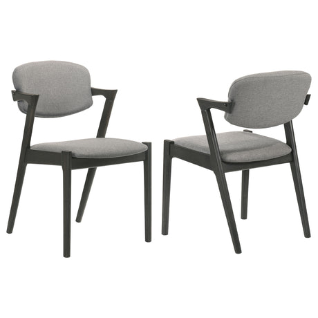 Furniture City Houma - Coaster - Stevie Padded Wood Dining Arm Chair Black (Set of 2) - 115112