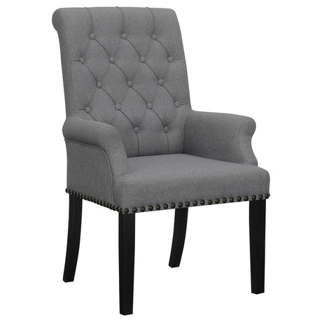 Furniture City Houma - Coaster - Alana Fabric Upholstered Dining Arm Chair Grey - 115163