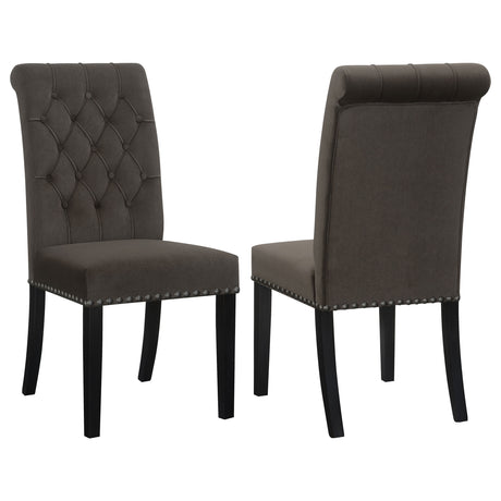 Furniture City Houma - Coaster - Alana Velvet Upholstered Dining Side Chair Brown (Set of 2) - 115172