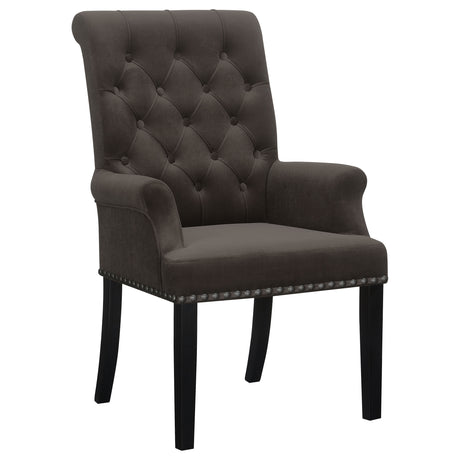 Furniture City Houma - Coaster - Alana Velvet Upholstered Dining Arm Chair Brown - 115173