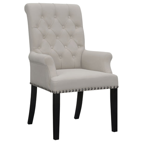 Furniture City Houma - Coaster - Alana Velvet Upholstered Dining Arm Chair Sand - 115183