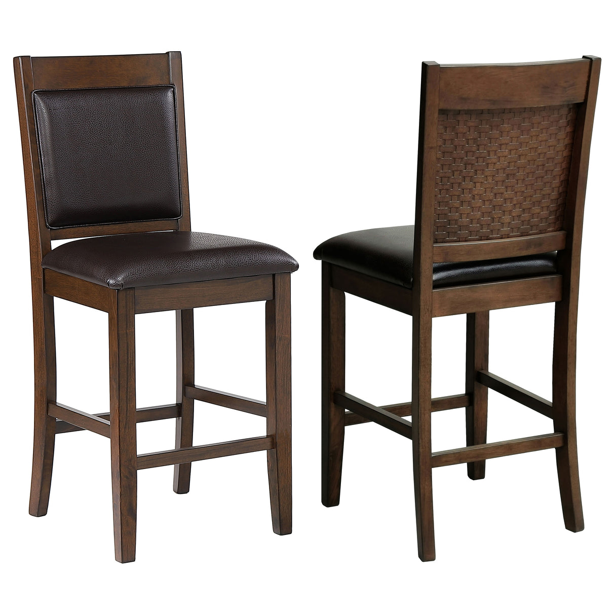Furniture City Houma - Coaster - Dewey Upholstered Counter Chair Walnut (Set of 2) - 115209
