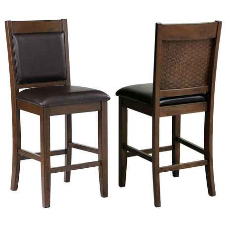 Furniture City Houma - Coaster - Dewey Upholstered Counter Chair Walnut (Set of 2) - 115209