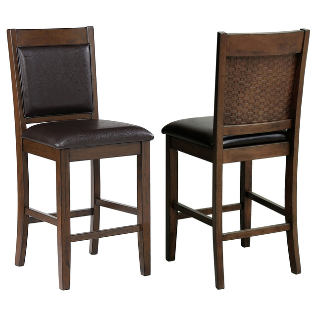 Furniture City Houma - Coaster - Dewey Upholstered Counter Chair Walnut (Set of 2) - 115209