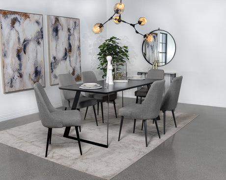Furniture City Houma - Coaster - Smith 7-piece Rectangular Ceramic Top Dining Table Set Black - 115231-S7