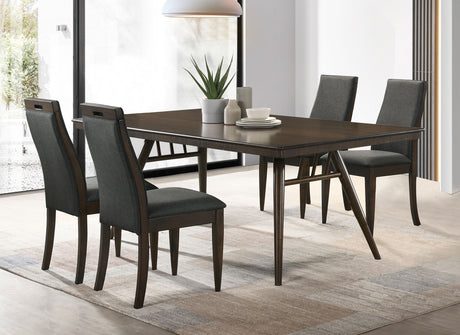 Furniture City Houma - Coaster - Wes 5-piece Rectangular Dining Table Set Dark Walnut - 115271-S5