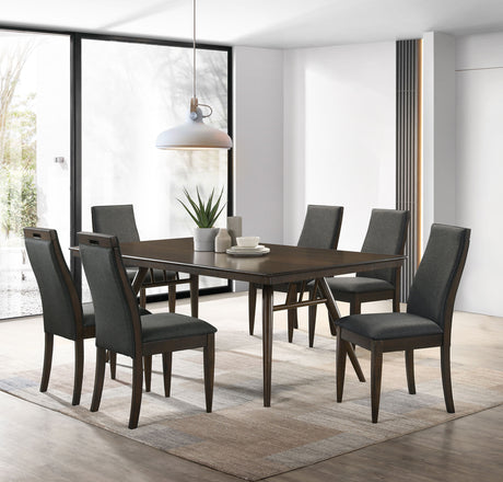 Furniture City Houma - Coaster - Wes 7-piece Rectangular Dining Table Set Dark Walnut - 115271-S7